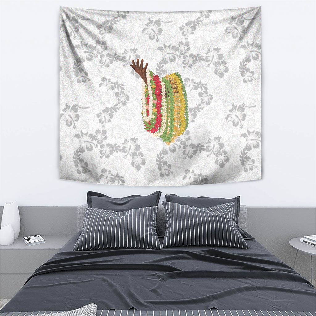 Hawaii Lei Kamehameha Tapestry Ke'oke'o Seamless Pattern Hibiscus Flower LT9 - Polynesian Pride