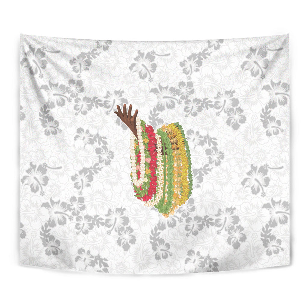 Hawaii Lei Kamehameha Tapestry Ke'oke'o Seamless Pattern Hibiscus Flower LT9 - Polynesian Pride