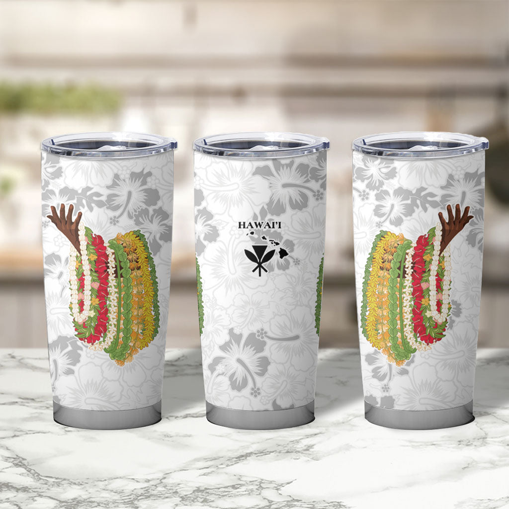 Hawaii Lei Kamehameha Tumbler Cup Ke'oke'o Seamless Pattern Hibiscus Flower