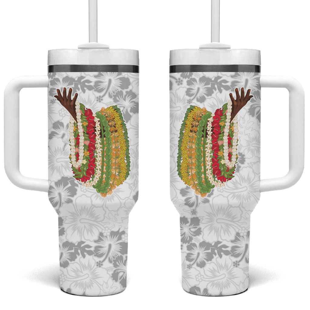 Hawaii Lei Kamehameha Tumbler With Handle Ke'oke'o Seamless Pattern Hibiscus Flower