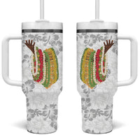 Hawaii Lei Kamehameha Tumbler With Handle Ke'oke'o Seamless Pattern Hibiscus Flower