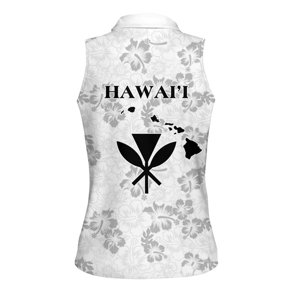 Hawaii Lei Kamehameha Women Sleeveless Polo Shirt Ke'oke'o Seamless Pattern Hibiscus Flower LT9 - Polynesian Pride