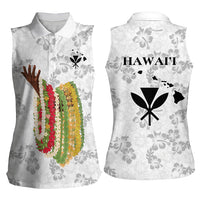 Hawaii Lei Kamehameha Women Sleeveless Polo Shirt Ke'oke'o Seamless Pattern Hibiscus Flower LT9 - Polynesian Pride