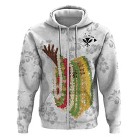 Hawaii Lei Kamehameha Zip Hoodie Ke'oke'o Seamless Pattern Hibiscus Flower
