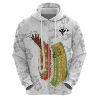 Hawaii Lei Kamehameha Zip Hoodie Ke'oke'o Seamless Pattern Hibiscus Flower