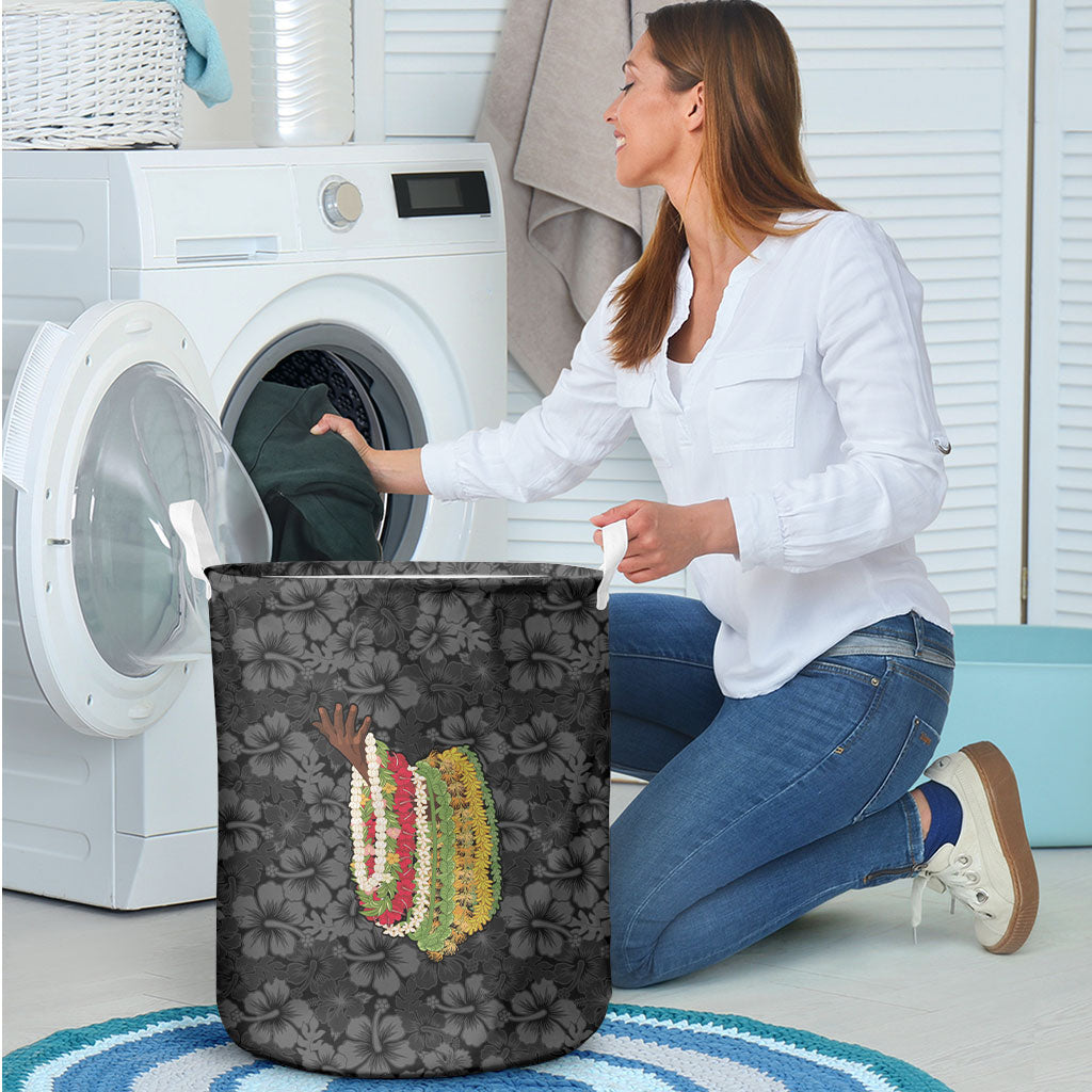 Hawaii Lei Kamehameha Laundry Basket Ele'ele Seamless Pattern Hibiscus Flower