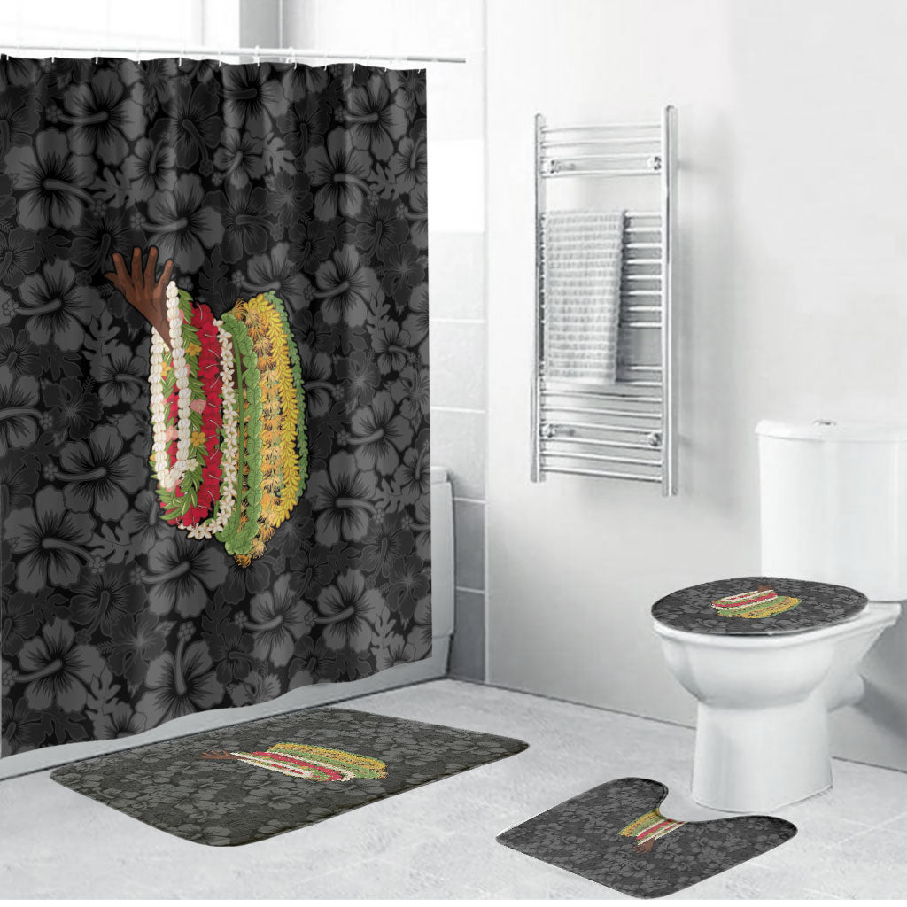 Hawaii Lei Kamehameha Bathroom Set Ele'ele Seamless Pattern Hibiscus Flower