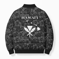 Hawaii Lei Kamehameha Bomber Puffer Jacket Ele'ele Seamless Pattern Hibiscus Flower