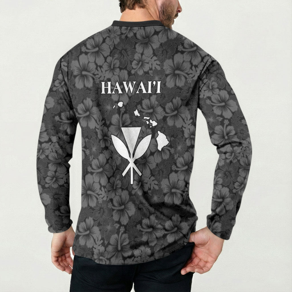 Hawaii Lei Kamehameha Button Sweatshirt Ele'ele Seamless Pattern Hibiscus Flower