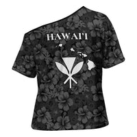 Hawaii Lei Kamehameha Cross Shoulder Shirt Ele'ele Seamless Pattern Hibiscus Flower