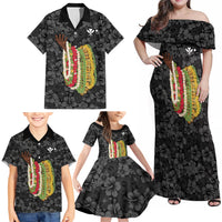 Hawaii Lei Kamehameha Family Matching Off Shoulder Maxi Dress and Hawaiian Shirt Ele'ele Seamless Pattern Hibiscus Flower LT9 - Polynesian Pride