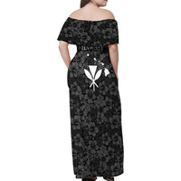 Hawaii Lei Kamehameha Family Matching Off Shoulder Maxi Dress and Hawaiian Shirt Ele'ele Seamless Pattern Hibiscus Flower LT9 - Polynesian Pride