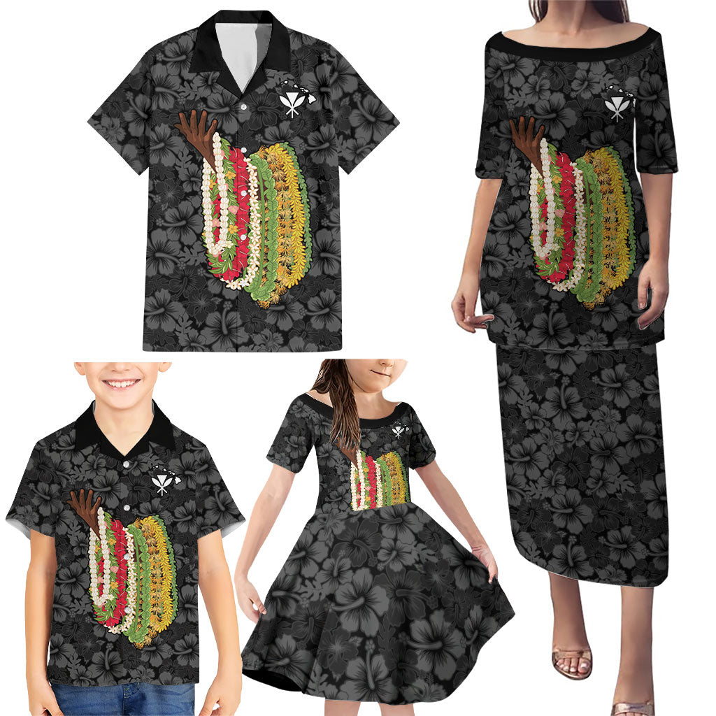 Hawaii Lei Kamehameha Family Matching Puletasi and Hawaiian Shirt Ele'ele Seamless Pattern Hibiscus Flower LT9 - Polynesian Pride