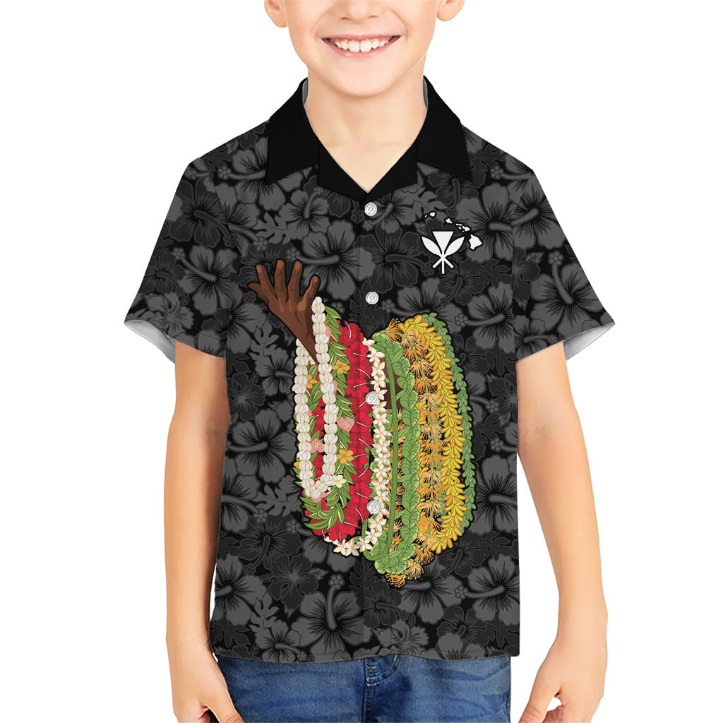 Hawaii Lei Kamehameha Kid Hawaiian Shirt Ele'ele Seamless Pattern Hibiscus Flower