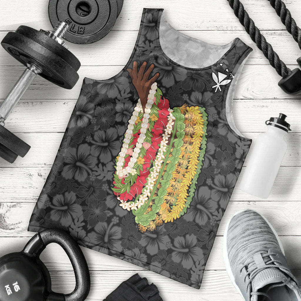 Hawaii Lei Kamehameha Men Tank Top Ele'ele Seamless Pattern Hibiscus Flower
