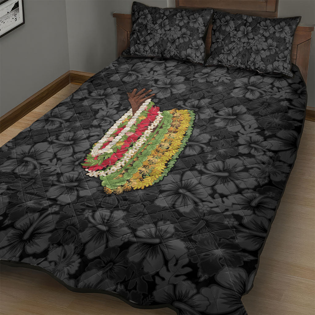 Hawaii Lei Kamehameha Quilt Bed Set Ele'ele Seamless Pattern Hibiscus Flower