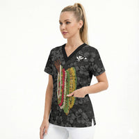 Hawaii Lei Kamehameha Scrub Top Ele'ele Seamless Pattern Hibiscus Flower LT9 - Polynesian Pride