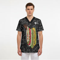 Hawaii Lei Kamehameha Scrub Top Ele'ele Seamless Pattern Hibiscus Flower LT9 - Polynesian Pride