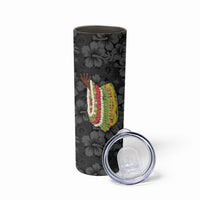 Hawaii Lei Kamehameha Skinny Tumbler Ele'ele Seamless Pattern Hibiscus Flower