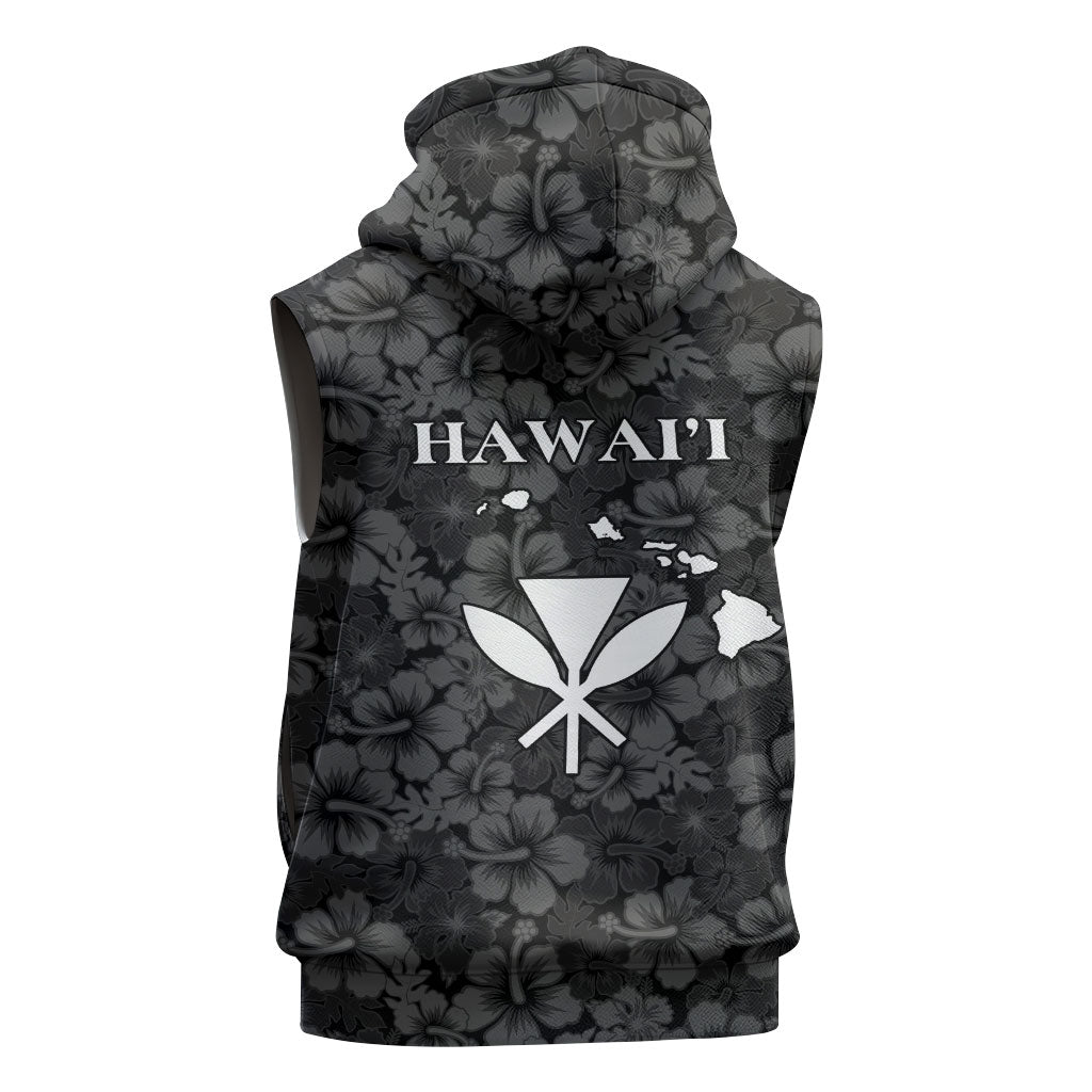 Hawaii Lei Kamehameha Sleeveless Zip Hoodie Ele'ele Seamless Pattern Hibiscus Flower