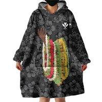 Hawaii Lei Kamehameha Wearable Blanket Hoodie Ele'ele Seamless Pattern Hibiscus Flower LT9 - Polynesian Pride