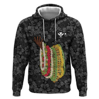 Hawaii Lei Kamehameha Zip Hoodie Ele'ele Seamless Pattern Hibiscus Flower LT9 Pullover Hoodie Black - Polynesian Pride