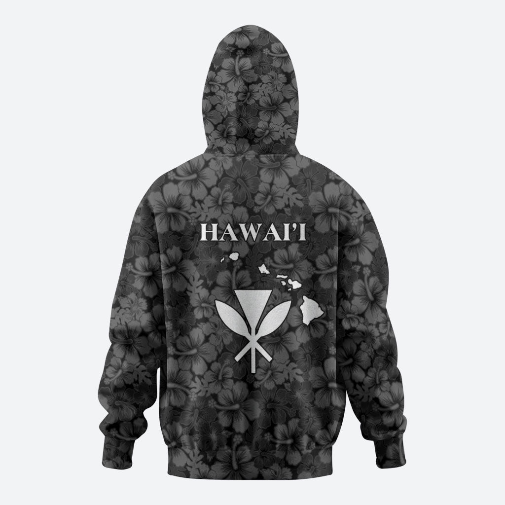 Hawaii Lei Kamehameha Zip Hoodie Ele'ele Seamless Pattern Hibiscus Flower LT9 - Polynesian Pride