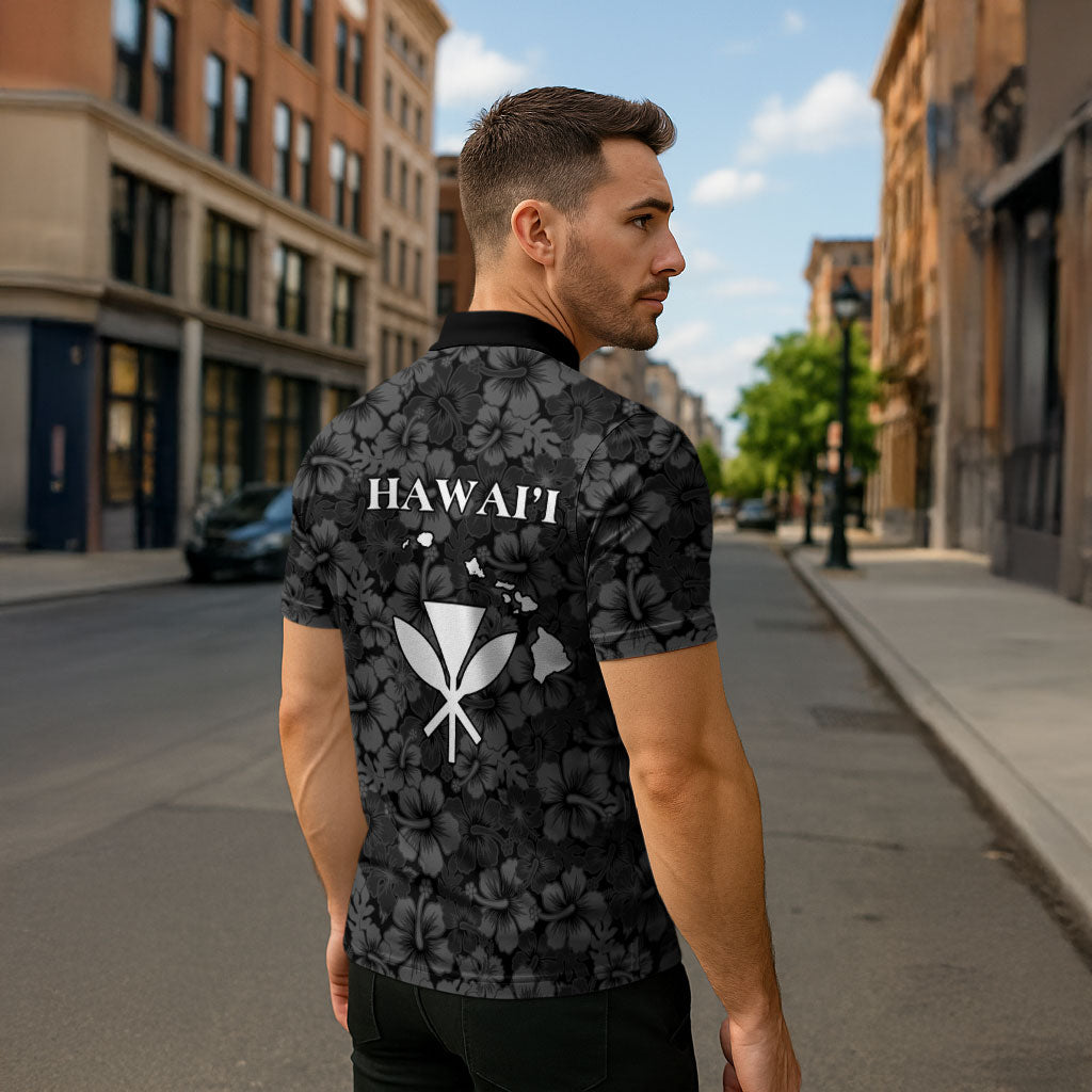 Hawaii Lei Kamehameha Zipper Polo Shirt Ele'ele Seamless Pattern Hibiscus Flower
