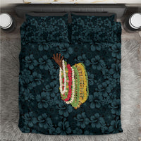 Hawaii Lei Kamehameha Bedding Set Uliuli Seamless Pattern Hibiscus Flower LT9 Blue - Polynesian Pride