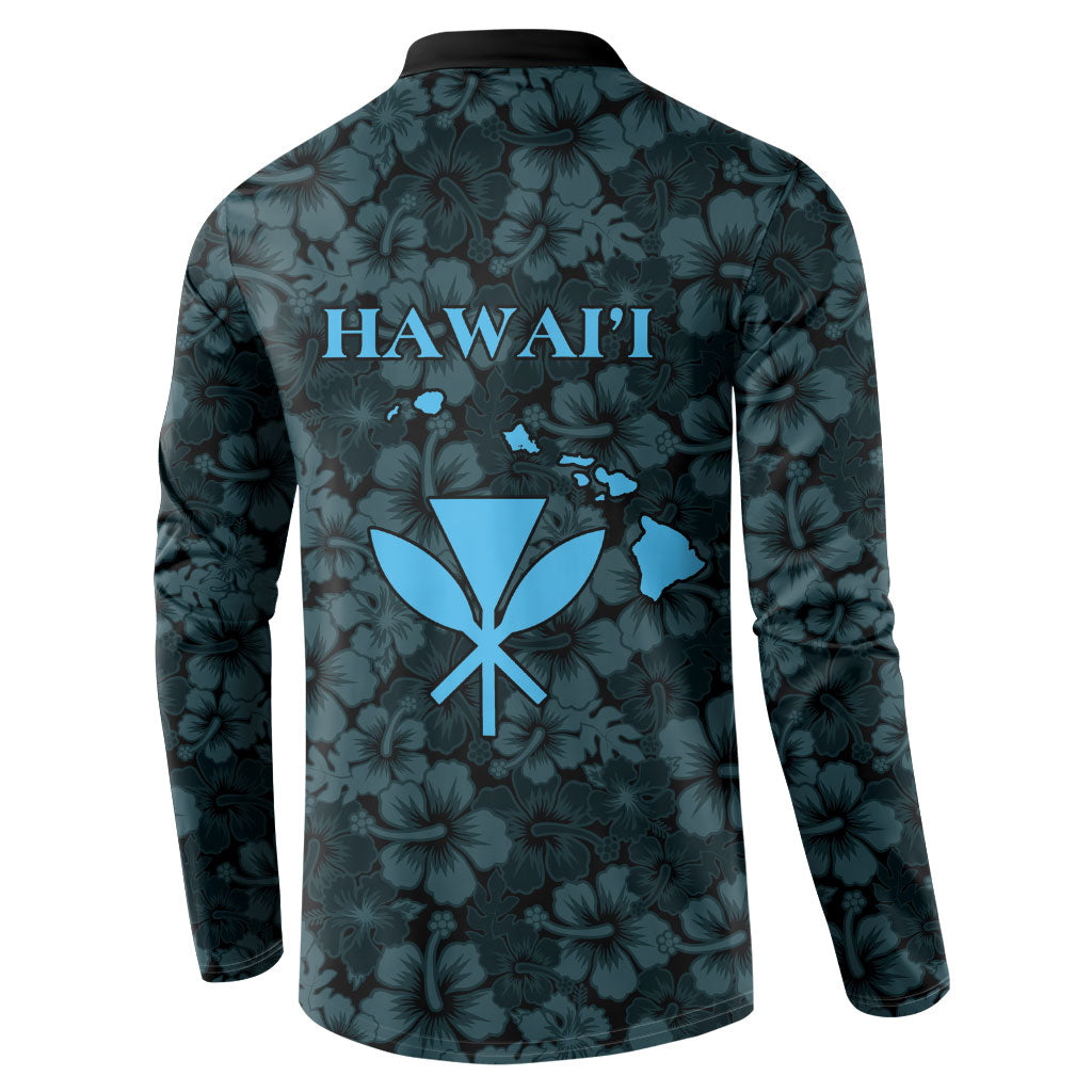 Hawaii Lei Kamehameha Button Sweatshirt Uliuli Seamless Pattern Hibiscus Flower LT9 - Polynesian Pride