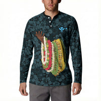 Hawaii Lei Kamehameha Button Sweatshirt Uliuli Seamless Pattern Hibiscus Flower LT9 - Polynesian Pride