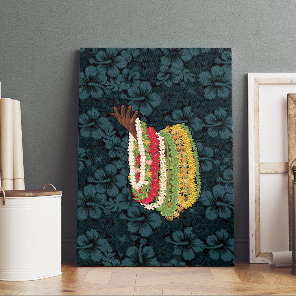 Hawaii Lei Kamehameha Canvas Wall Art Uliuli Seamless Pattern Hibiscus Flower LT9 - Polynesian Pride