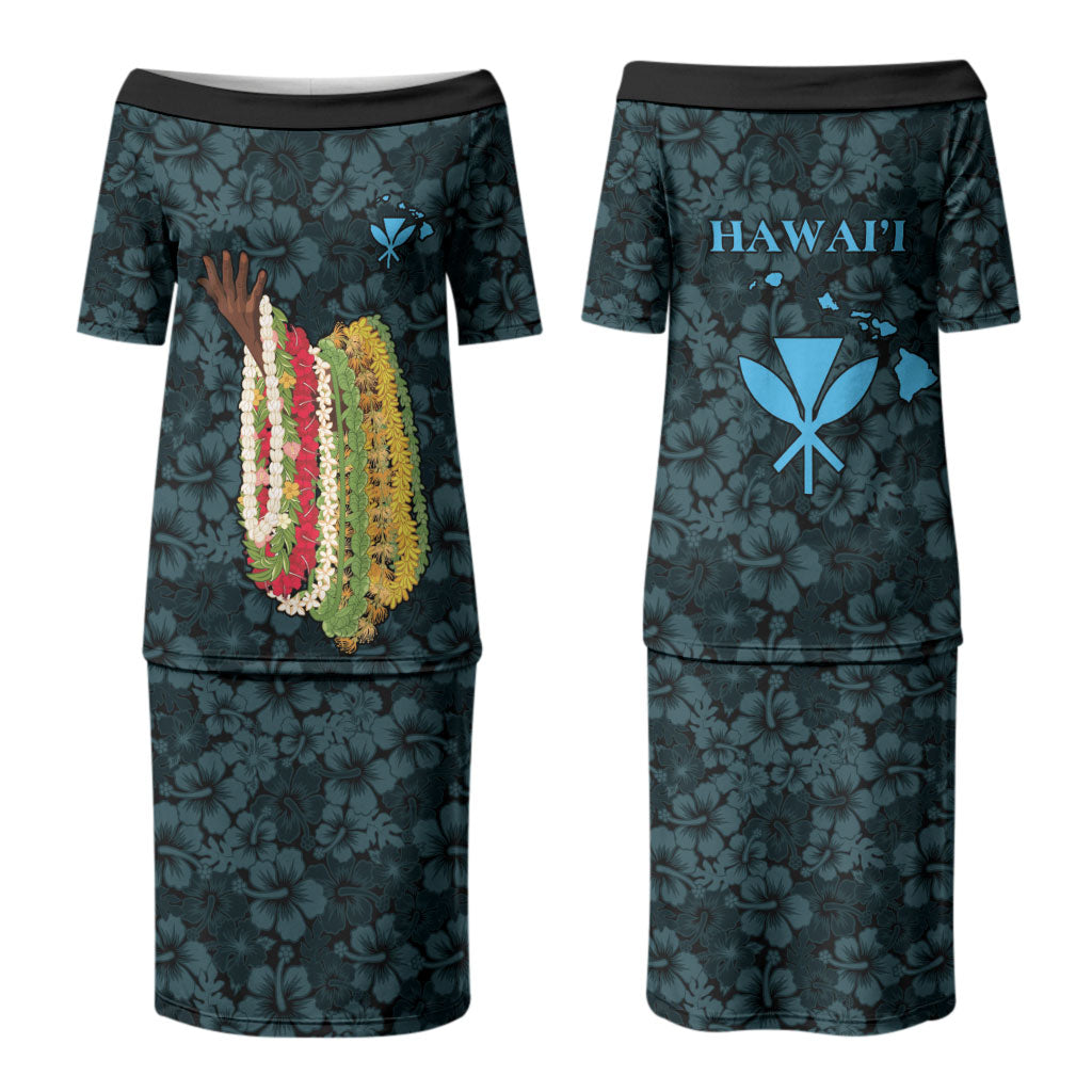 Hawaii Lei Kamehameha Couples Matching Puletasi and Long Sleeve Button Shirt Uliuli Seamless Pattern Hibiscus Flower LT9 - Polynesian Pride