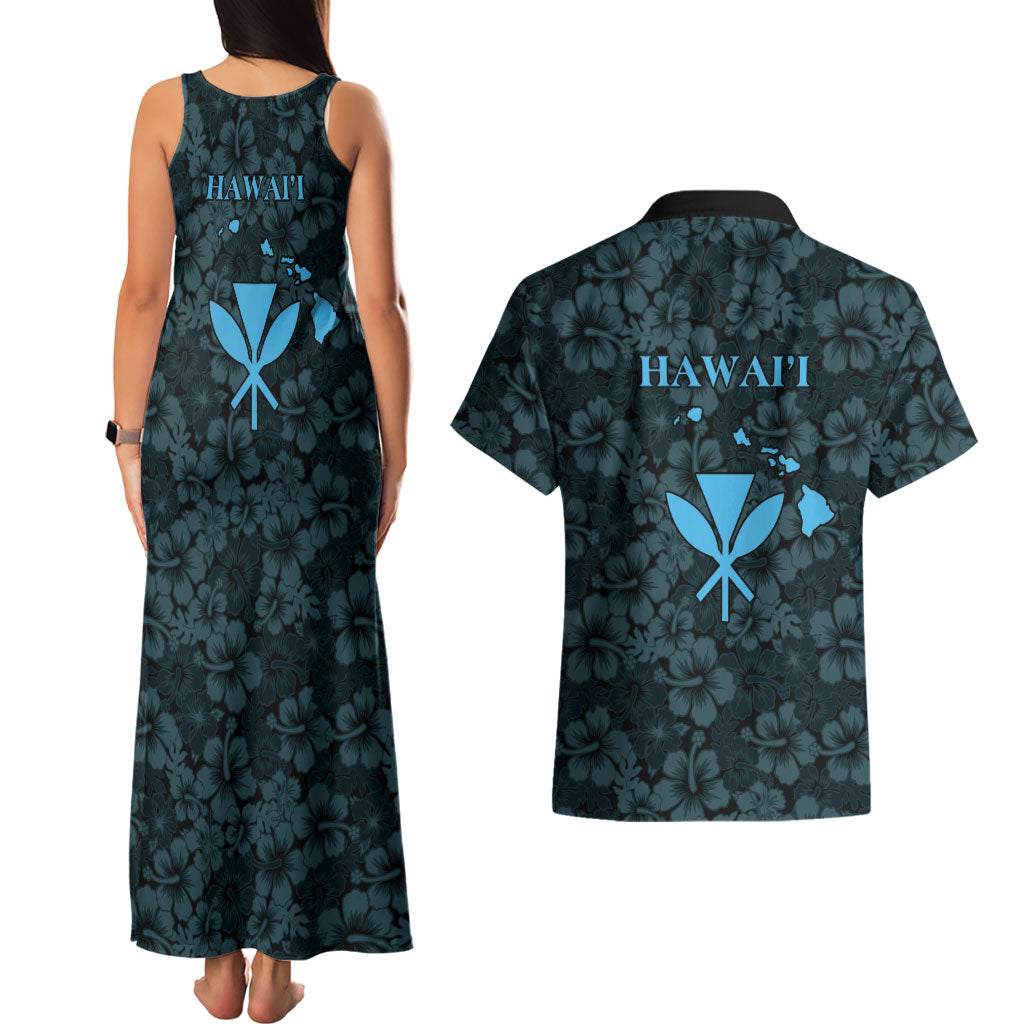 Hawaii Lei Kamehameha Couples Matching Tank Maxi Dress and Hawaiian Shirt Uliuli Seamless Pattern Hibiscus Flower LT9 - Polynesian Pride