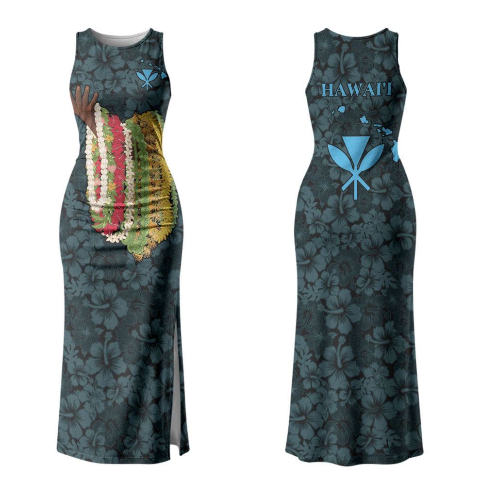 Hawaii Lei Kamehameha Couples Matching Tank Maxi Dress and Hawaiian Shirt Uliuli Seamless Pattern Hibiscus Flower LT9 - Polynesian Pride