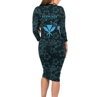 Hawaii Lei Kamehameha Family Matching Long Sleeve Bodycon Dress and Hawaiian Shirt Uliuli Seamless Pattern Hibiscus Flower LT9 - Polynesian Pride