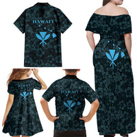 Hawaii Lei Kamehameha Family Matching Off Shoulder Maxi Dress and Hawaiian Shirt Uliuli Seamless Pattern Hibiscus Flower LT9 - Polynesian Pride