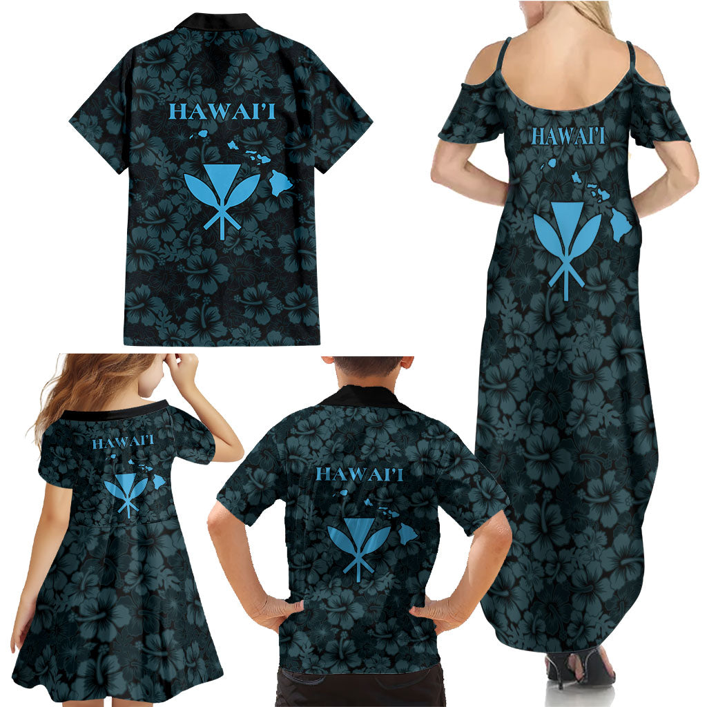 Hawaii Lei Kamehameha Family Matching Summer Maxi Dress and Hawaiian Shirt Uliuli Seamless Pattern Hibiscus Flower LT9 - Polynesian Pride