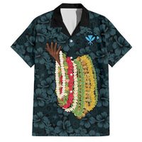 Hawaii Lei Kamehameha Family Matching Summer Maxi Dress and Hawaiian Shirt Uliuli Seamless Pattern Hibiscus Flower LT9 Dad's Shirt - Short Sleeve Blue - Polynesian Pride