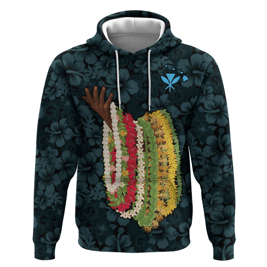 Hawaii Lei Kamehameha Hoodie Uliuli Seamless Pattern Hibiscus Flower