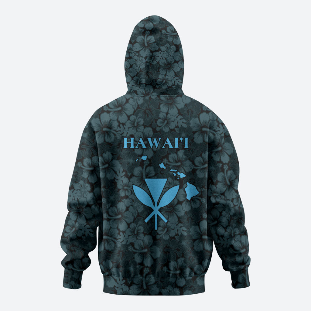 Hawaii Lei Kamehameha Hoodie Uliuli Seamless Pattern Hibiscus Flower LT9 - Polynesian Pride