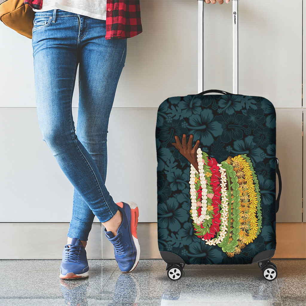 Hawaii Lei Kamehameha Luggage Cover Uliuli Seamless Pattern Hibiscus Flower