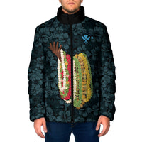 Hawaii Lei Kamehameha Padded Jacket Uliuli Seamless Pattern Hibiscus Flower