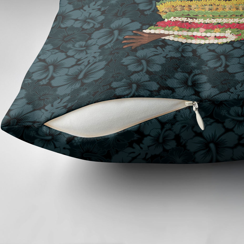 Hawaii Lei Kamehameha Pillow Cover Uliuli Seamless Pattern Hibiscus Flower