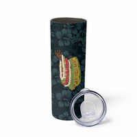 Hawaii Lei Kamehameha Skinny Tumbler Uliuli Seamless Pattern Hibiscus Flower