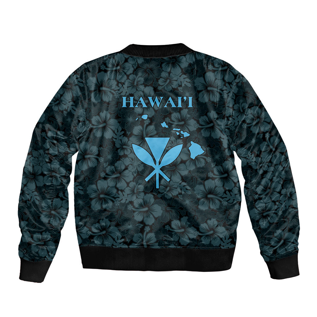 Hawaii Lei Kamehameha Sleeve Zip Bomber Jacket Uliuli Seamless Pattern Hibiscus Flower