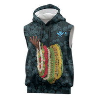 Hawaii Lei Kamehameha Sleeveless Hoodie Uliuli Seamless Pattern Hibiscus Flower