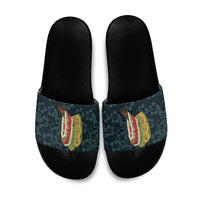 Hawaii Lei Kamehameha Slide Sandals Uliuli Seamless Pattern Hibiscus Flower