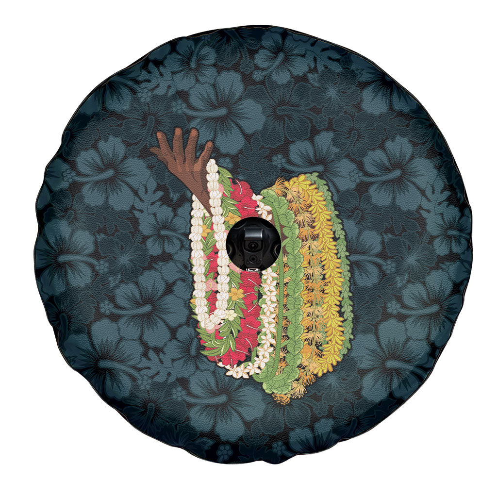 Hawaii Lei Kamehameha Spare Tire Cover Uliuli Seamless Pattern Hibiscus Flower