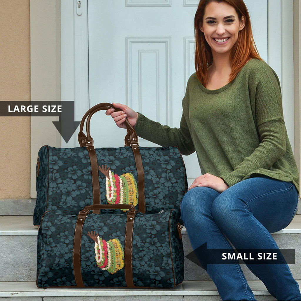 Hawaii Lei Kamehameha Travel Bag Uliuli Seamless Pattern Hibiscus Flower LT9 - Polynesian Pride